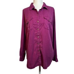 New Directions Juniors Berry Button Down Tunic Small